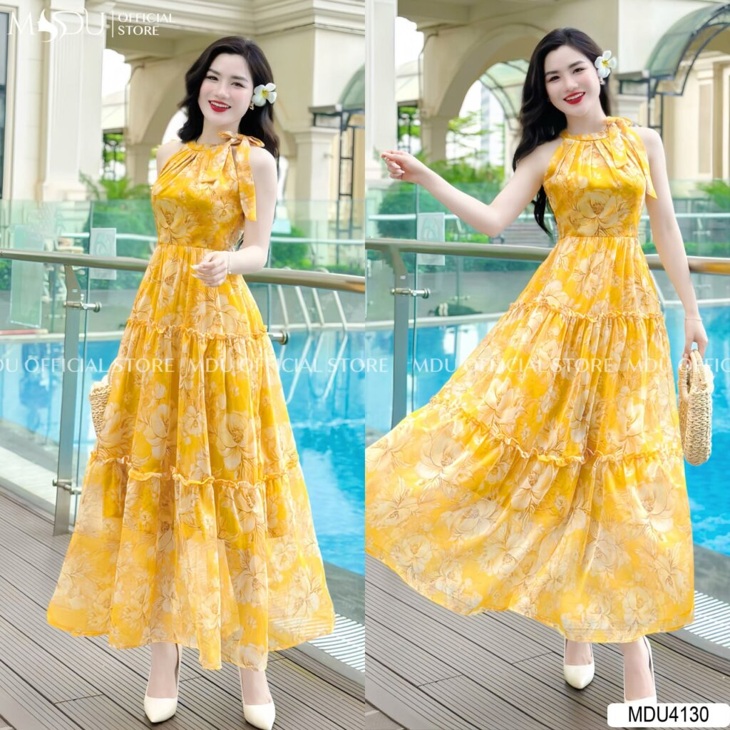 Đầm Maxi Thiết Kế Cổ Yếm Độc Đáo