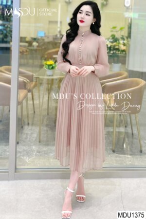 Váy Thiết Kế MDU1375 – Dáng Xòe Tay Dài Kín Đáo Thanh Lịch Tinh Tế