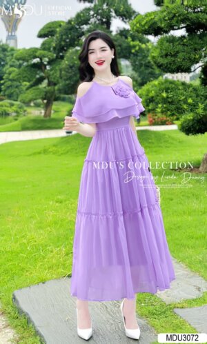 Váy Thiết Kế MDU3072 Cổ Yếm Đính Hoa