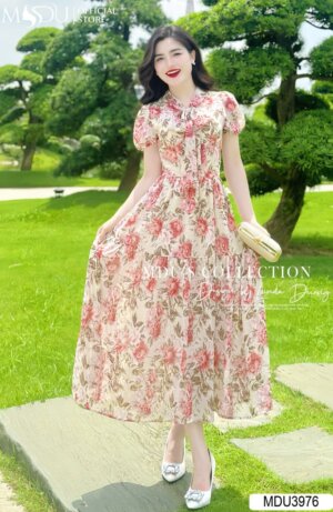 Váy Thiết Kế MDU3976 Cổ Thắt Nơ