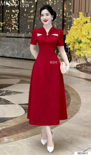 Váy Thiết Kế MDU4013 Cổ Cách Điệu