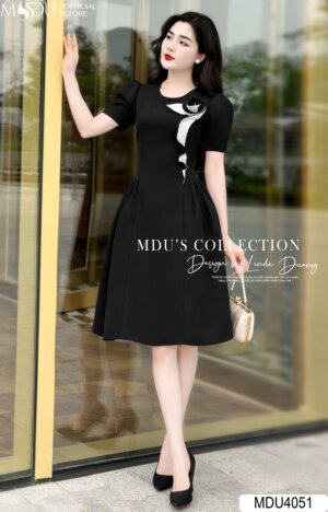 Váy Thiết Kế MDU4051 – Màu Đen Sang Chảnh Họa Tiết Hoa Tạo Điểm Nhấn Cho Váy