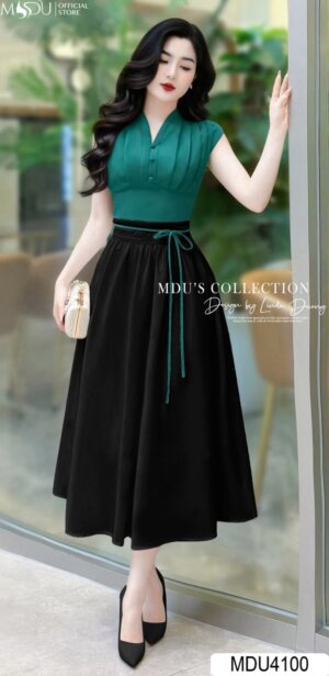 Váy Thiết Kế MDU4100 – Màu Sắc Bắt Mắt Chiết Eo Điểm Thêm Chi Tiết Xếp Ly Ở Ngực Đầy Duyên Dáng