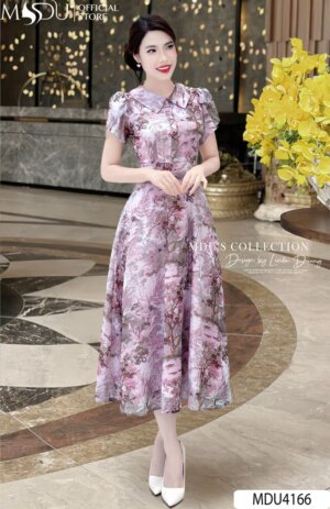 Váy Thiết Kế MDU4166 Cổ Sơ Mi Thanh Lịch