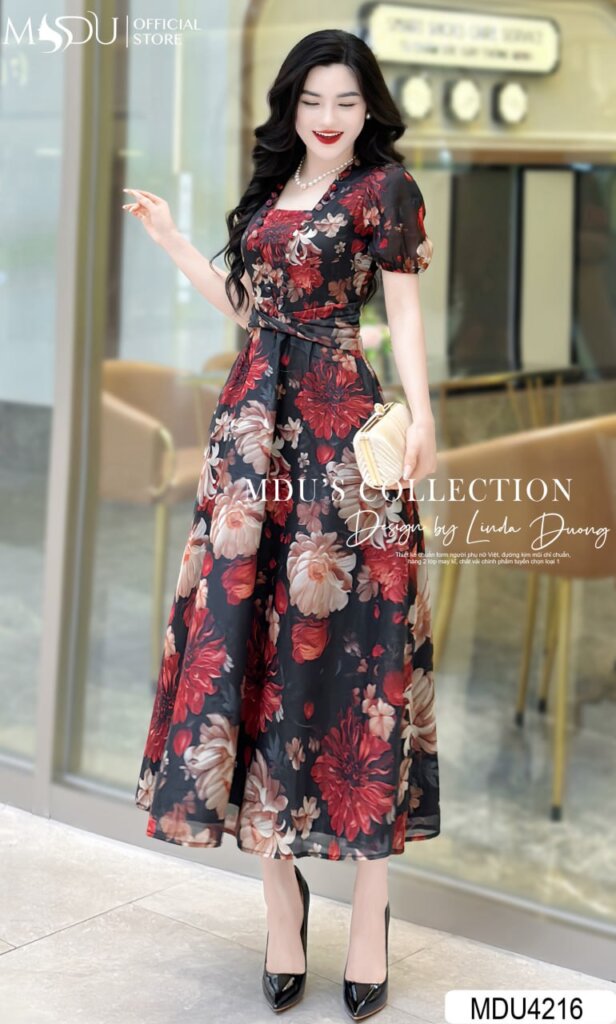 Váy Dự Tiệc Họa Tiết Hoa Độc Đáo 