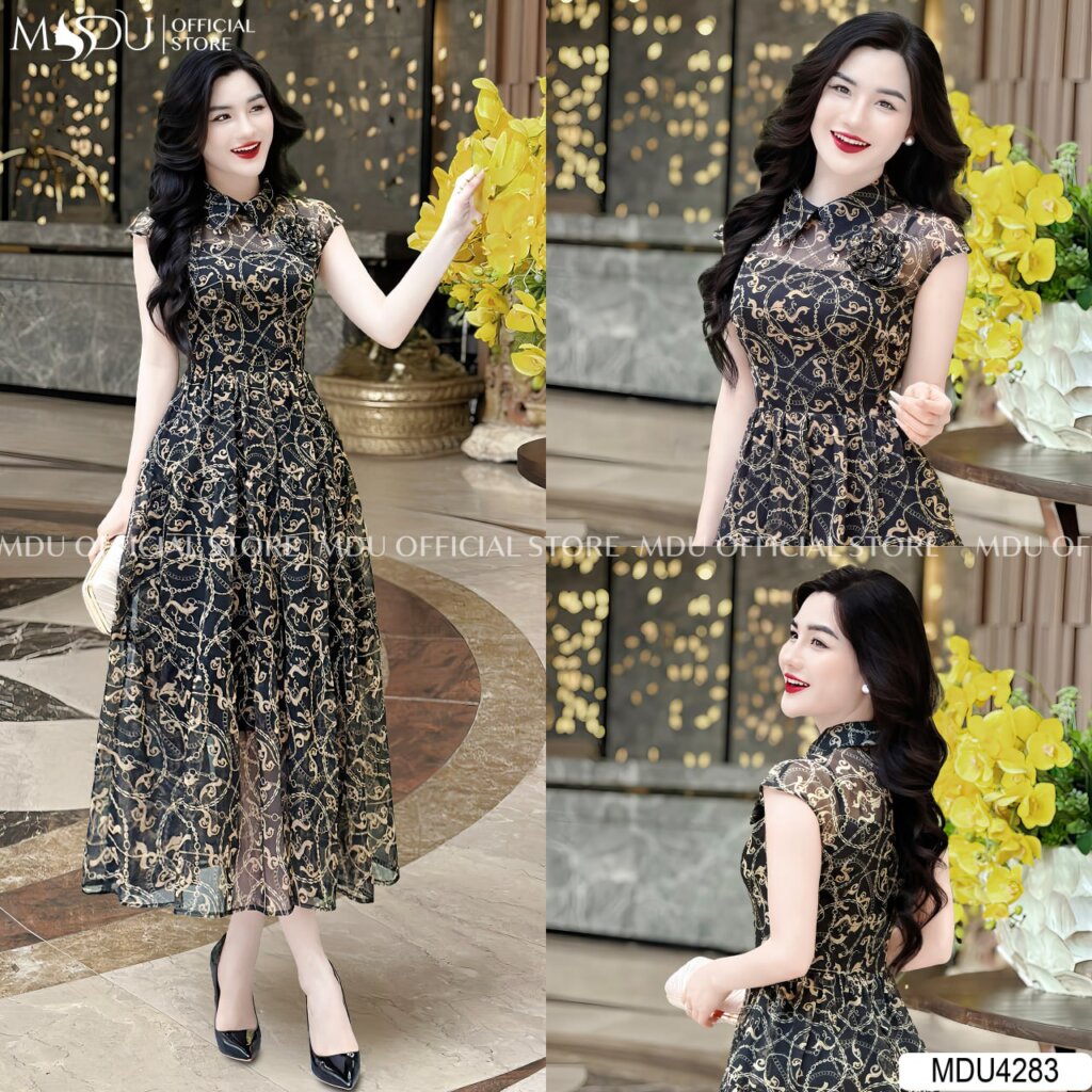 Đầm Sơ Mi Dáng Dài Tay Hến Cách Điệu