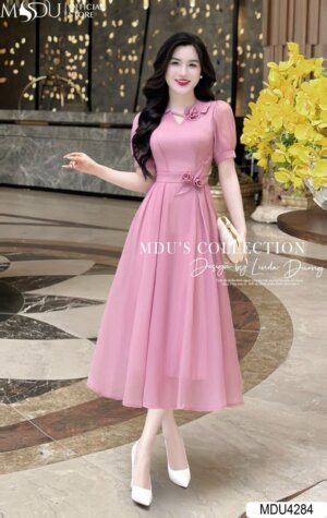 Váy Thiết Kế MDU4284 Cài Hoa Thanh Lịch