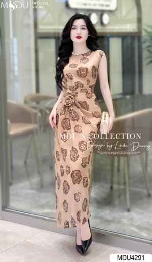 Váy Thiết Kế MDU4291 – Dáng Dài Tay Hến Phối Cùng Chi Tiết Đính Hoa Độc Đáo