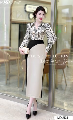 Váy Thiết Kế MDU4311 – Dáng Dài Phối Cùng Họa Tiết Độc Lạ Sang Chảnh