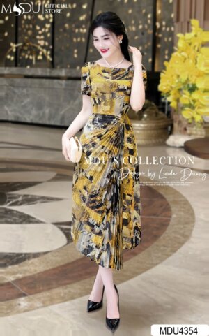 Váy Thiết Kế MDU4354 Dáng Xếp Li Vạt Chéo Cuốn Hút