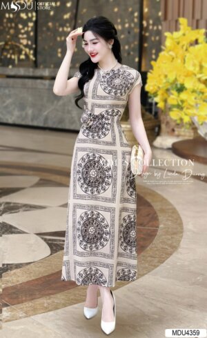 Váy Thiết Kế MDU4359 – Dáng Dài Phối Cùng Họa Tiết Độc Đáo Sang Chảnh