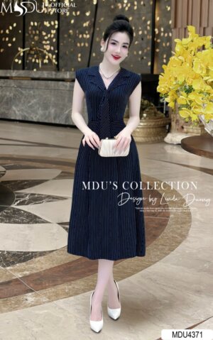 Váy Thiết Kế MDU4371 Cổ Chữ V Thanh Lịch Phối Cùng Dáng Tay Hến