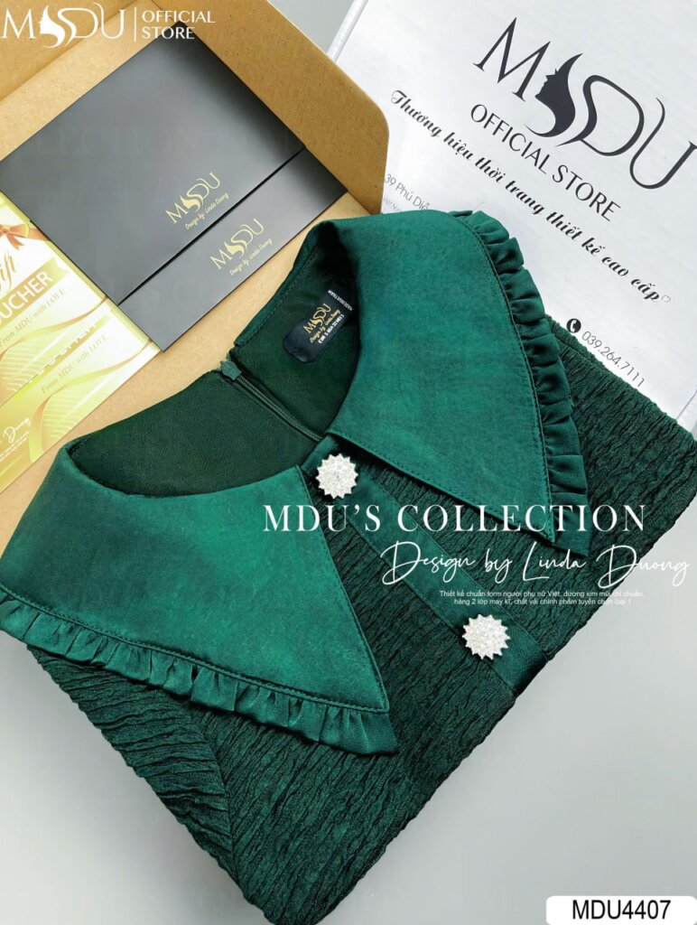 Váy Thiết Kế MDU4407 – Sự Kết Hợp Tinh Tế Giữa Màu Xanh Lá Nhẹ Nhàng Và Chất Liệu Visco Nhật Cao Cấp Mềm Mại