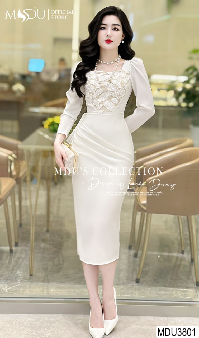 Đầm Body Cổ Vuông Cho Dáng Quả Lê