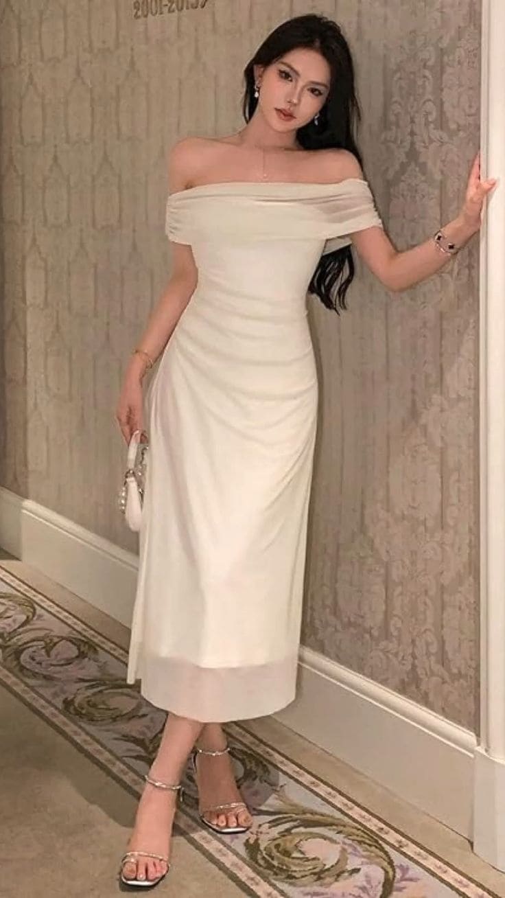 Phối Đầm Body Trễ Vai Cho Chụp Ảnh