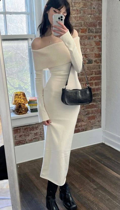 Dễ Dàng Phối Đồ Với Váy Body Trễ Vai Dài Tay