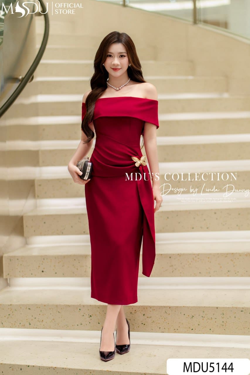 Các Phong Cách Váy Công Chúa Màu Đỏ Đang Được Yêu Thích - Váy Công Chúa Trễ Vai Đỏ Rực Rỡ