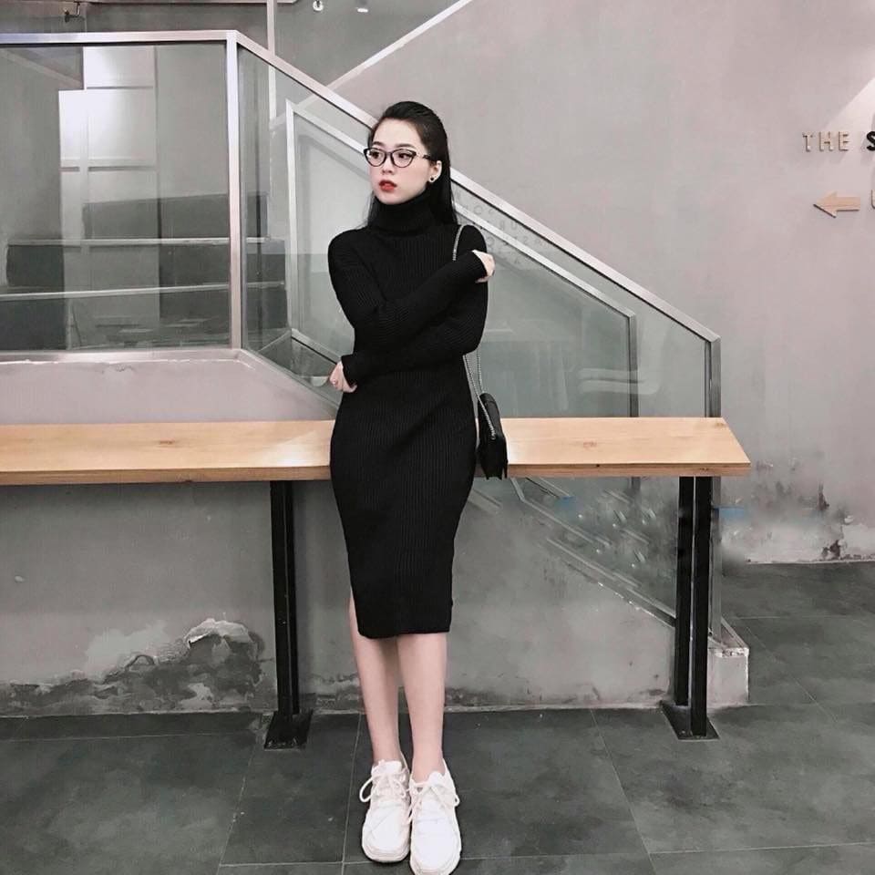 Váy Len Body Cổ Lọ