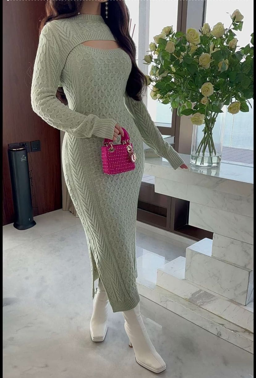 Váy Len Body Với Chi Tiết Vặn Thừng