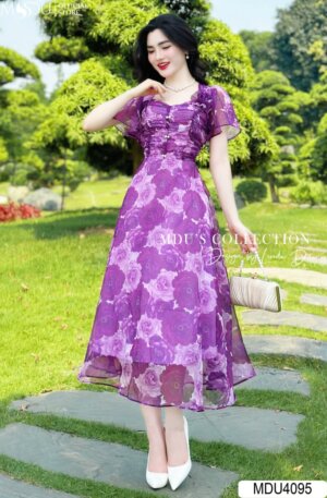 Váy Thiết Kế MDU4095 – Dáng Xòe Cùng Cổ Vuông Điệu Đà Chi Tiết Bắt Mắt Tạo Điểm Nhấn
