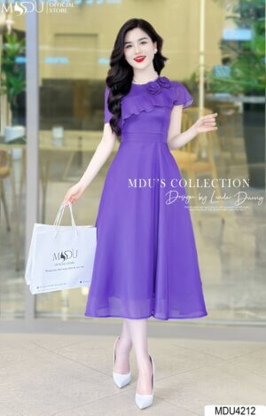 Váy Thiết Kế MDU4212 – Tím Mộng Mơ Dáng Xòe Tầng Lớp Thướt Tha Duyên Dáng