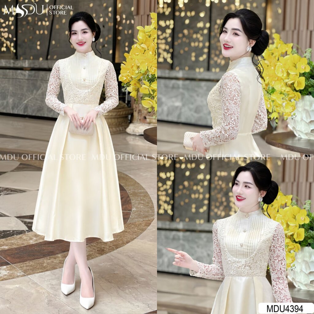 Váy trắng công chúa tay dài