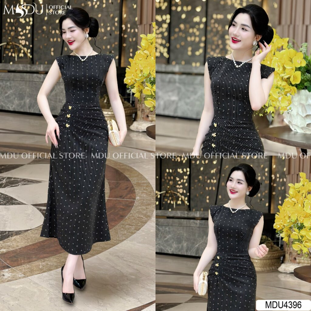 Áo Đầm Dự Tiệc Đính Đá Lấp Lánh