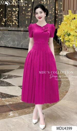 Váy Thiết Kế MDU4399 – Màu Sắc Bắt Mắt Đính Hoa Trực Tiếp Trên Váy Tỉ Mỉ