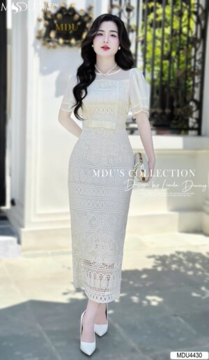 Váy Thiết Kế MDU4430 – Dáng Ôm Body Kết Hợp Cùng Phần Đính Nơ Eo Tạo Điểm Nhấn