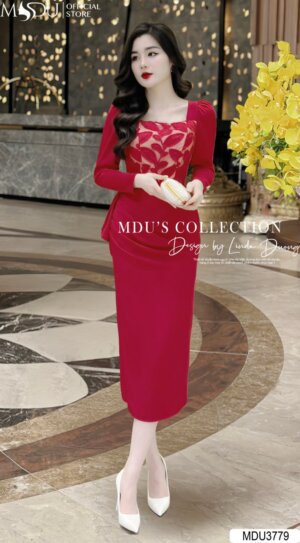 Váy Thiết Kế MDU3779 – Dáng Ôm Body Phối Cùng Chất Ren Cao Cấp Tạo Điểm Nhấn Cho Váy