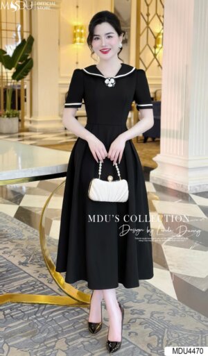 Váy Thiết Kế MDU4470 – Màu Đen Sang Chảnh Thiết Kế Cổ Chữ V Thanh Lịch Tạo Điểm Nhấn Cho Váy