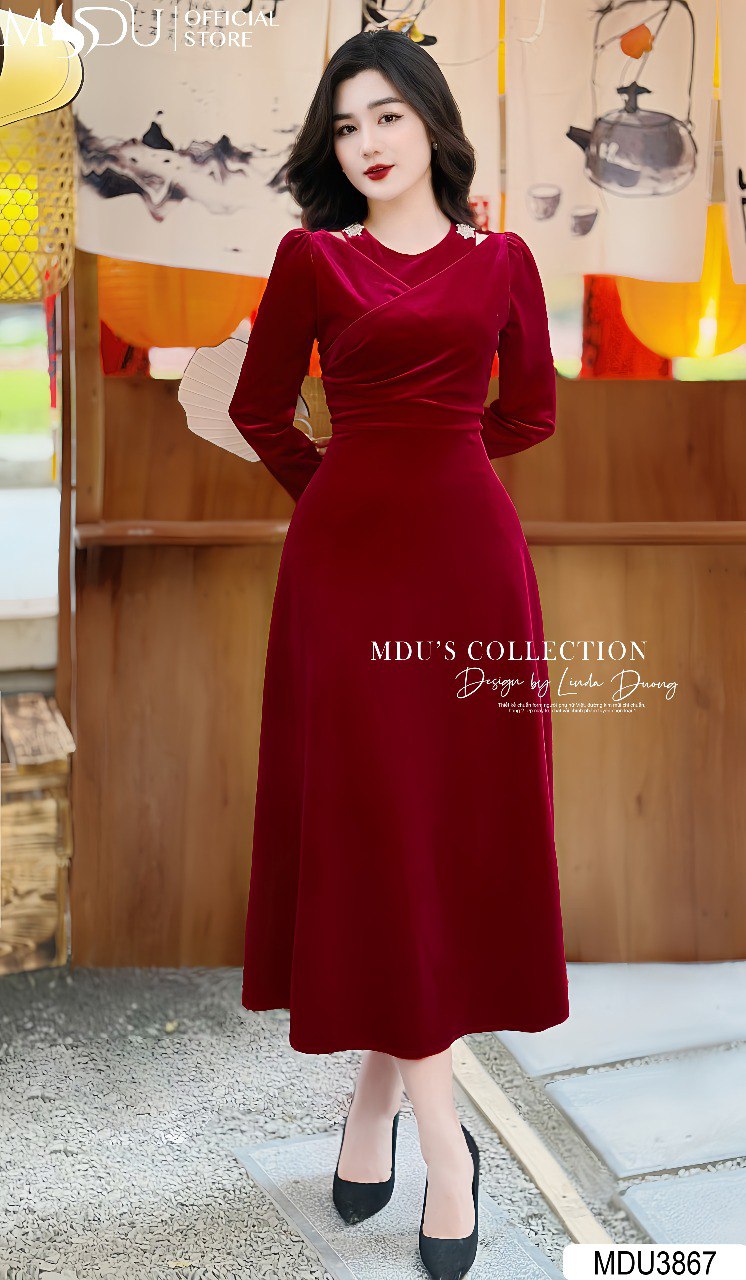 Váy Thiết Kế Mùa Đông Bằng Nhung - Sang Trọng Hết Nấc