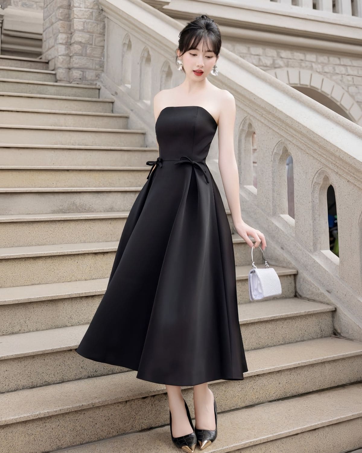 Các Kiểu Đầm Đen Dự Tiệc Cưới Phù Hợp Với Mọi Vóc Dáng - Đầm Cúp Ngực