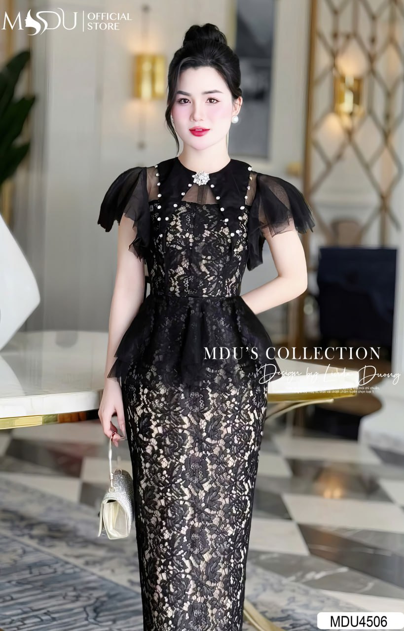 Đầm đen dự tiệc cho người mập ôm body 