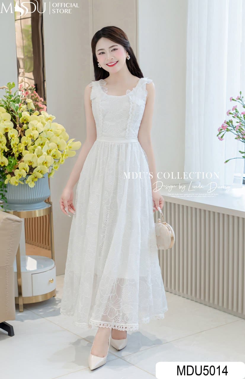 Đầm dự tiệc màu trắng tôn da, tôn dáng