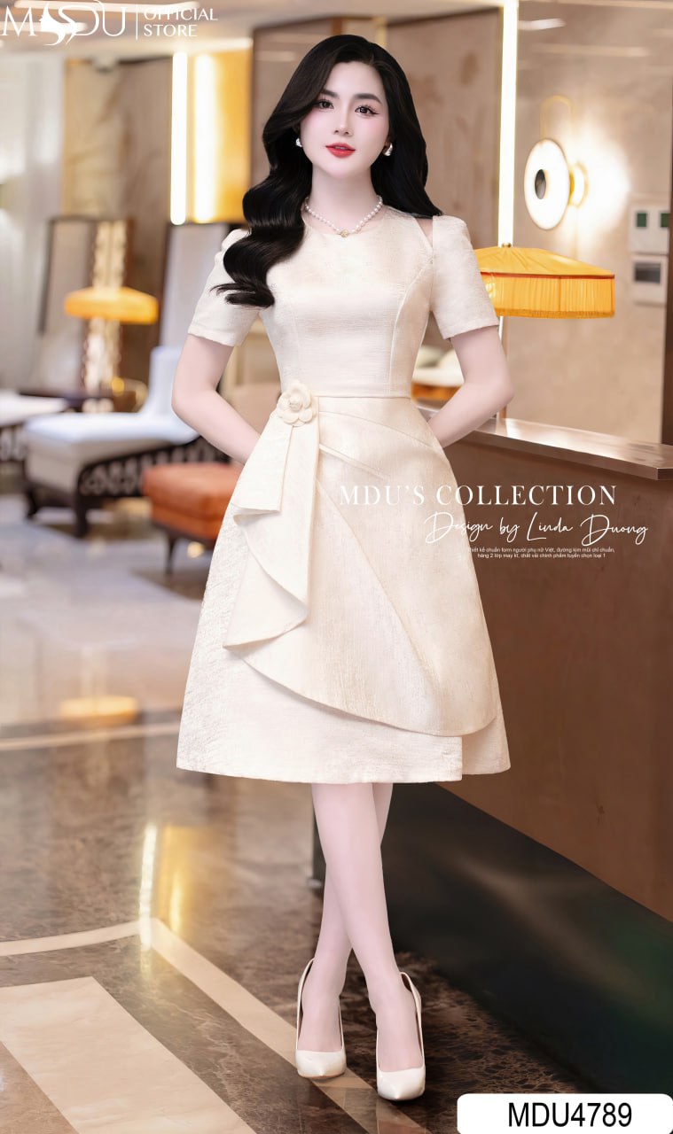 Đầm dự tiệc màu trắng sang trọng 