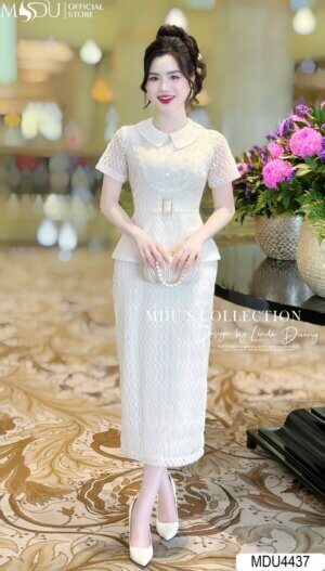 Váy Thiết Kế MDU4437 – Dáng Ôm Body Phối Cùng Ren Cao Cấp Tạo Nên Điểm Nhấn Cho Váy