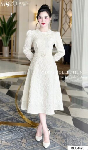 Váy Thiết Kế MDU4495 Họa Tiết Nổi Đai Eo Nổi Bật
