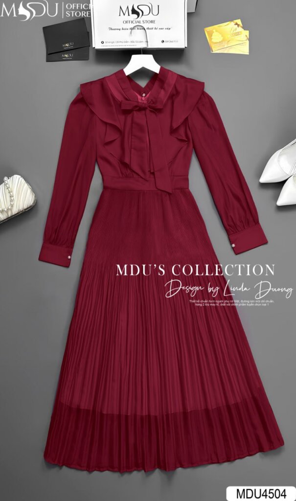 Váy Thiết Kế MDU4504 - Chất Liệu Tơ Óng Chính Phẩm Cao Cấp