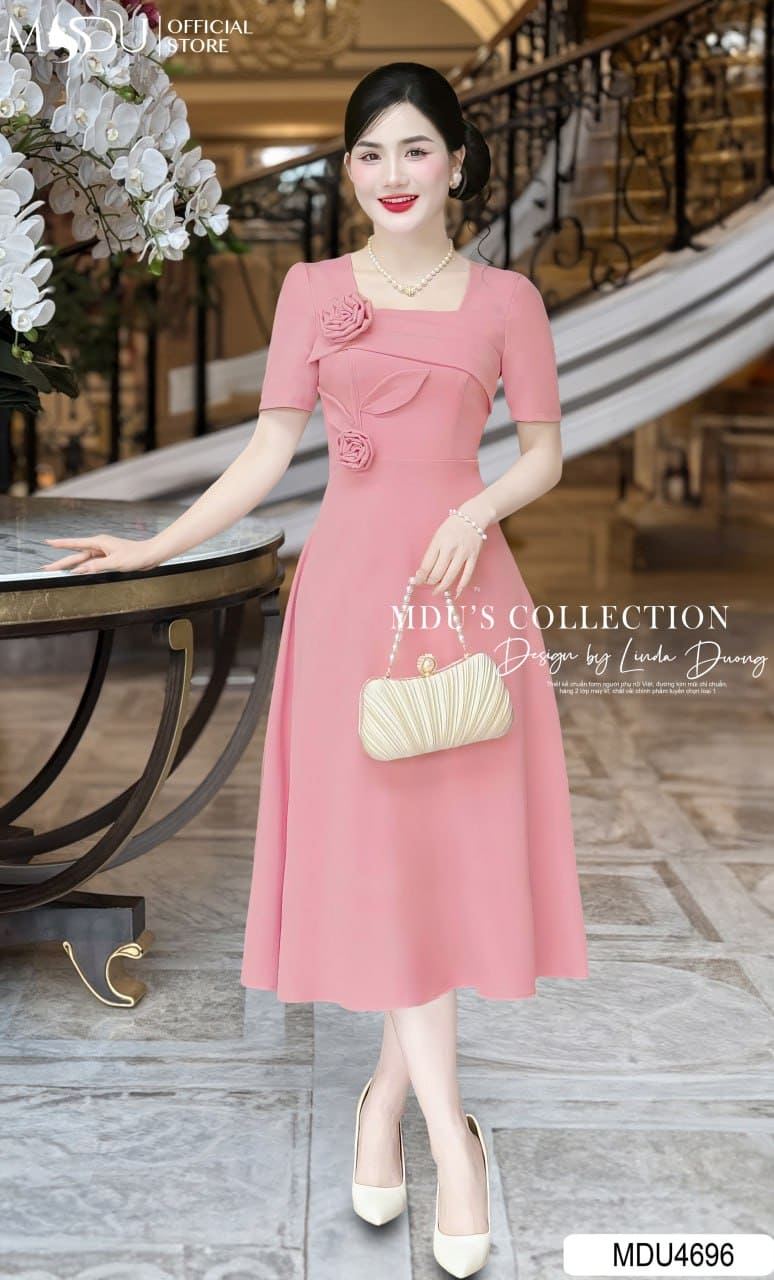 Các Mẫu Đầm Dự Tiệc Màu Hồng Pastel Đa Phong Cách - Váy Nhung