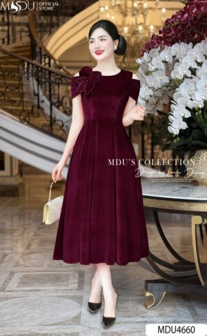 Váy Thiết Kế MDU4660 Kết Hợp Chi Tiết Hoa Nổi Bật