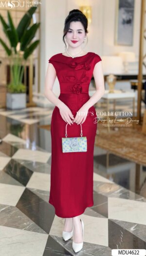 Váy Thiết Kế MDU4622 Màu Đỏ Nổi Bật Dáng Ôm Thanh Thoát