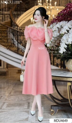 Váy Thiết Kế MDU4649 Dáng Váy Trễ Vai Đính Đá Độc Đáo