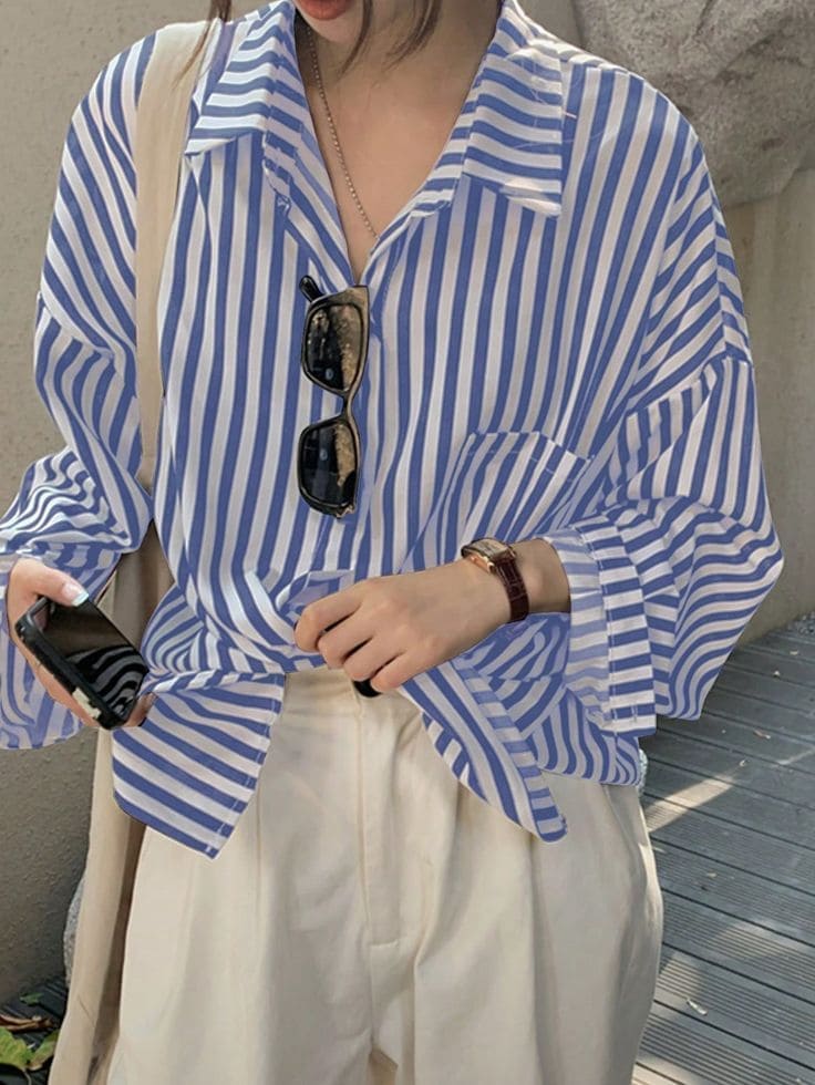 Áo Sơ Mi Kẻ Sọc Xanh Dương