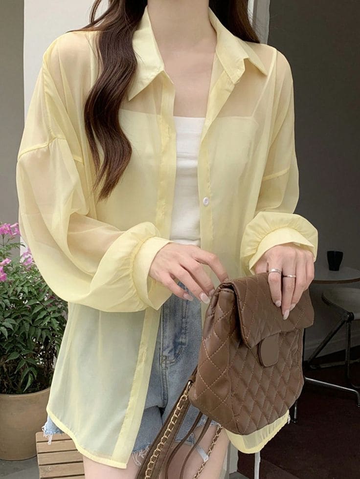 Áo Sơ Mi Voan Tay Dài