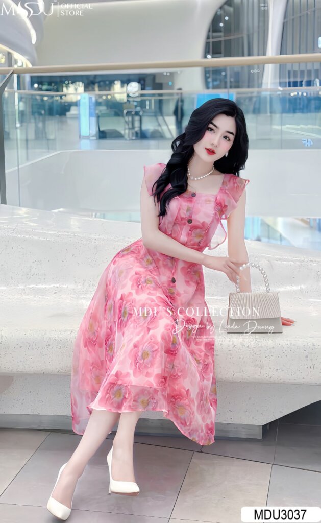 Đầm đi biển- Váy cổ vuông