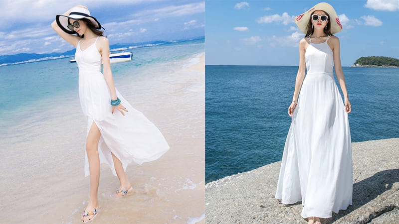 Phối Đồ Đi Biển Cho Nấm Lùn - Chọn Váy Đi Biển Ngắn Hoặc Cắt Xẻ Cao