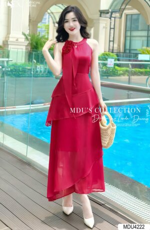 Váy Thiết Kế MDU4222 Màu Đỏ Dáng Váy Dài Thướt Tha