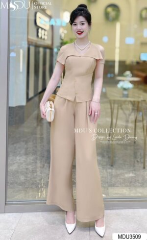Quần Áo Thiết Kế MDU3509 Màu Nâu Phối Cùng Đường Xẻ Quyến Rũ