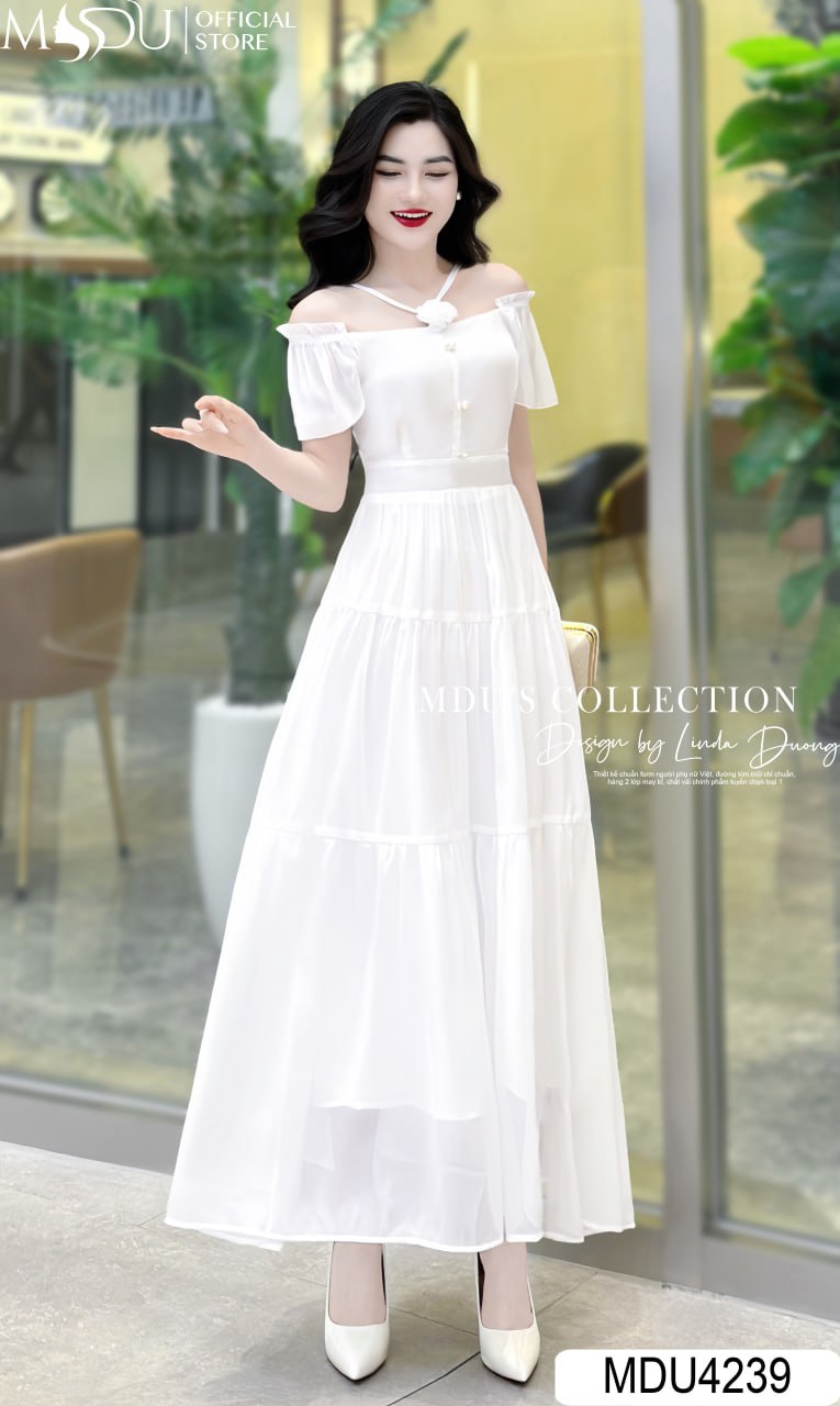 Set váy đi biển - Maxi trắng